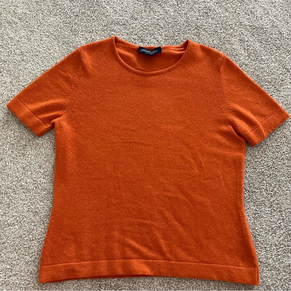 SOLDBrooks Brothers Pure Cashmere Orange Minimalist Top - Picture 5 of 7